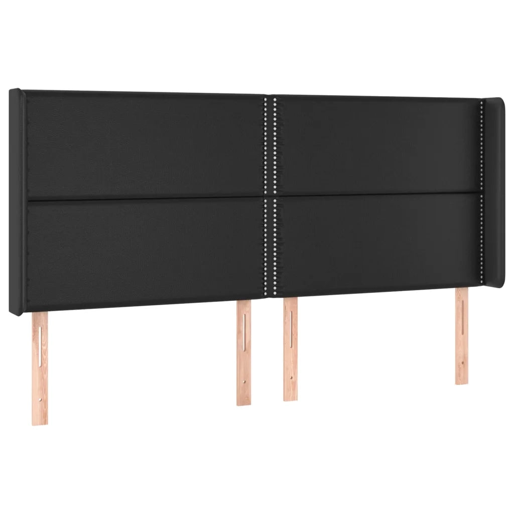 Testiera | Testata ad Orecchio Nera 203x16x118/128 cm in Similpelle