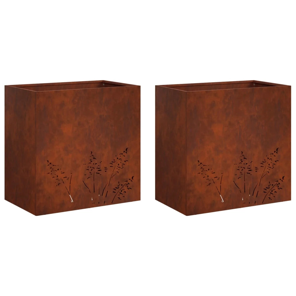 Vaso da giardino 2 pz Ruggine 50 x 30 x 49 cm Acciaio Corten 8005819