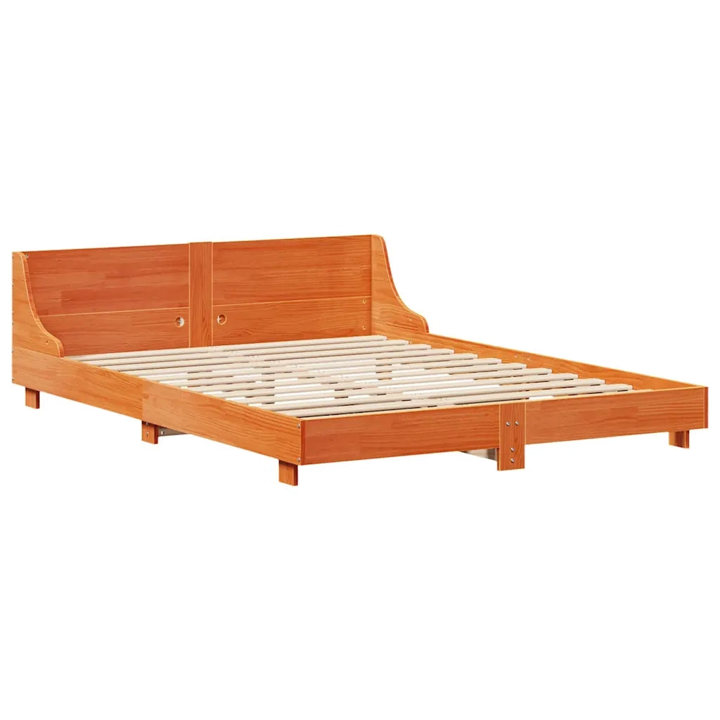 Giroletto senza Materasso-Struttura Letto Marrone Cera 150x200 cm Legno di Pino 843121