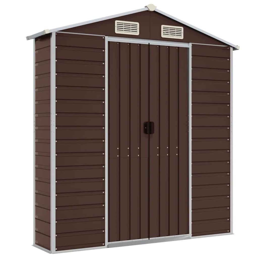 Casetta da giardino cabina ripostiglio casetta da esterno robusta casetta per attrezzi 191 x 555 x 198 cm acciaio zincato marrone 02_0022273
