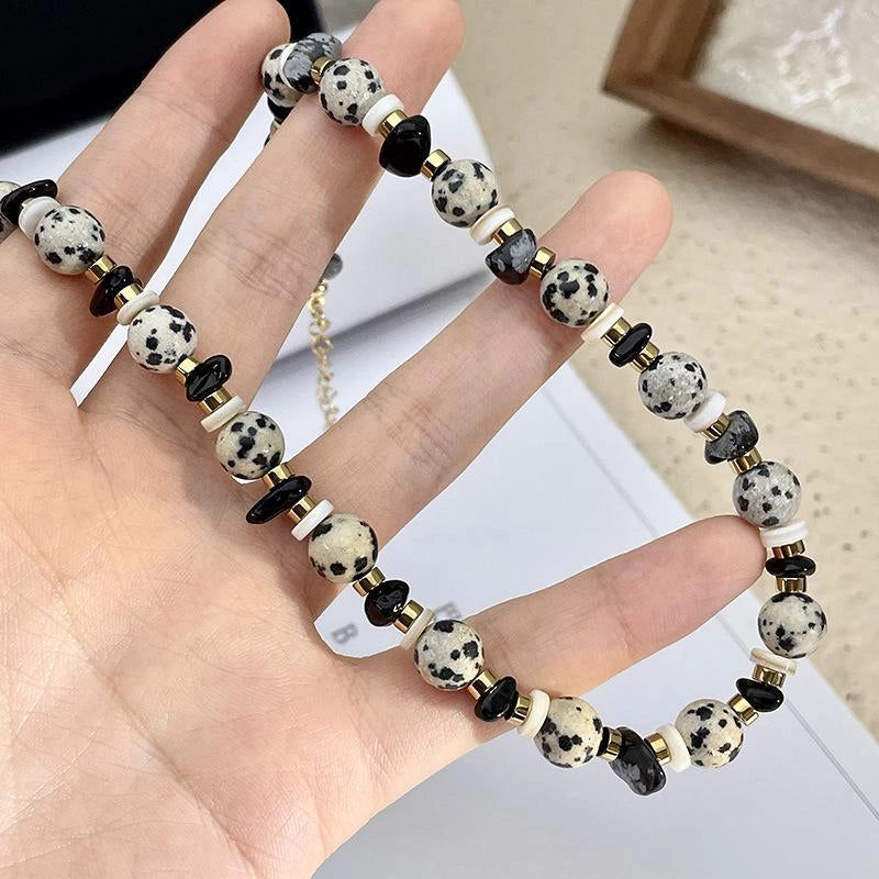 Collana di perline di pietra naturale, nuova, fatta a mano, regalo di Natale o di compleanno.