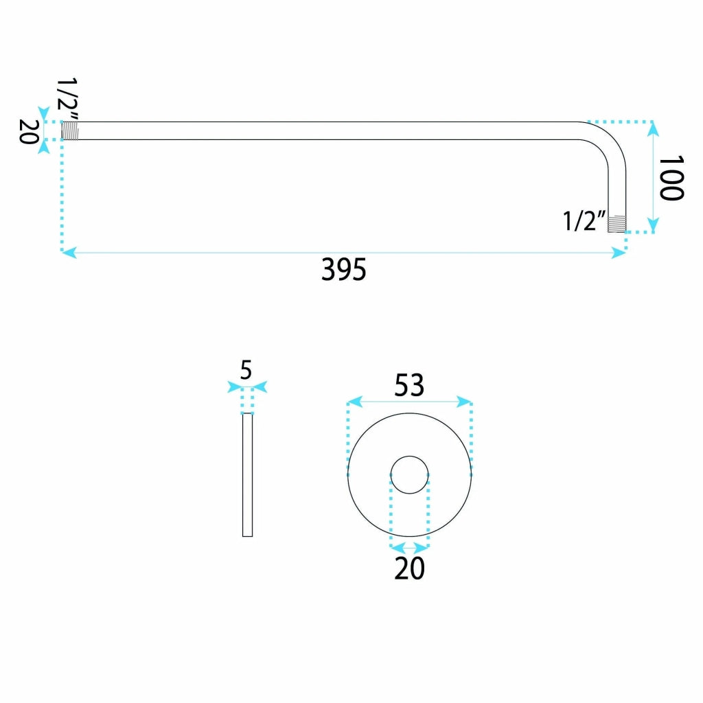Braccio Doccia Rotondo Rea Js-9021 40cm Chrome
