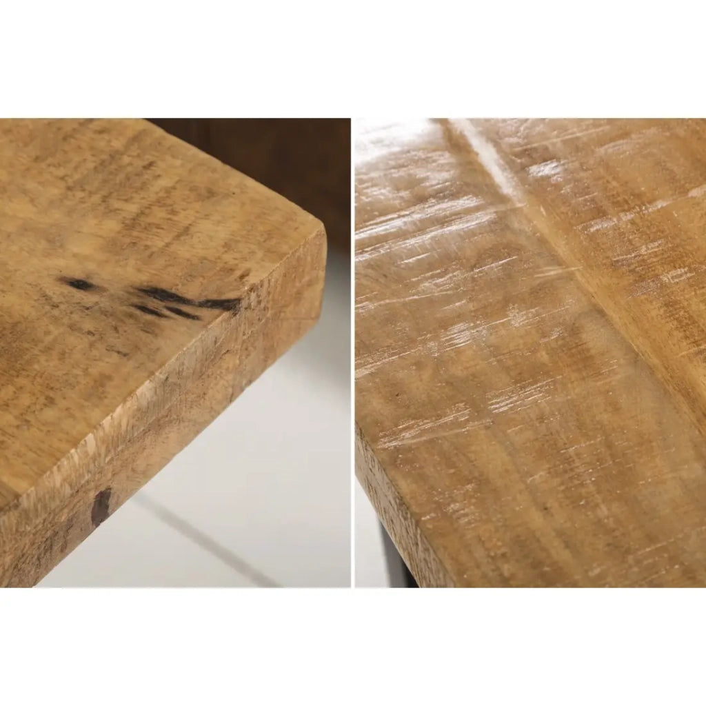 Tavolino LODEN 60 cm in legno massiccio di mango e metallo nero – stile industriale