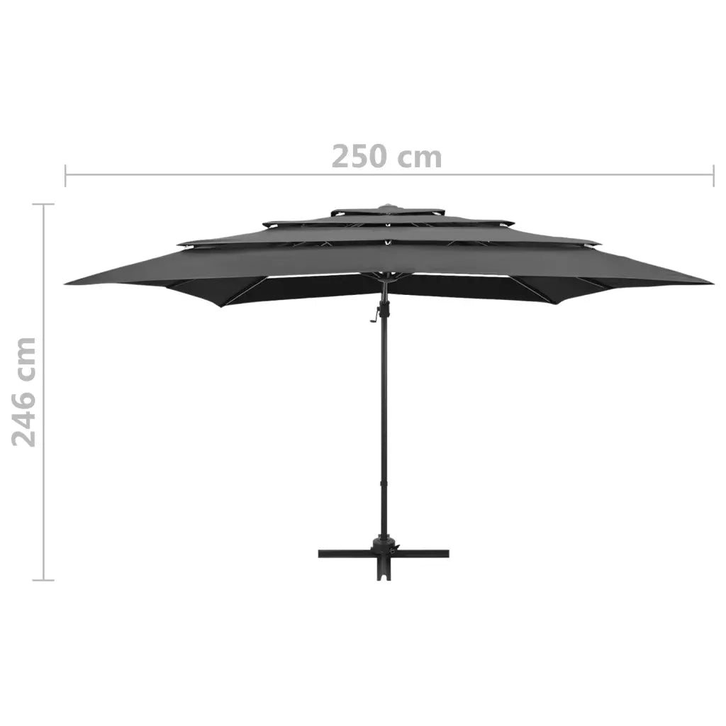 Ombrellone a 4 Livelli Palo in Alluminio 250x250 cm Antracite 313822