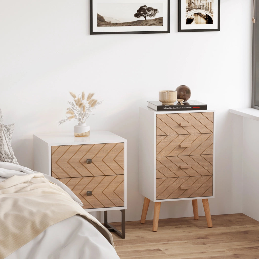 Cassettiera 4 Cassetti ¨C Zephmum ¨C Bianco Naturale 40x30x75 cm