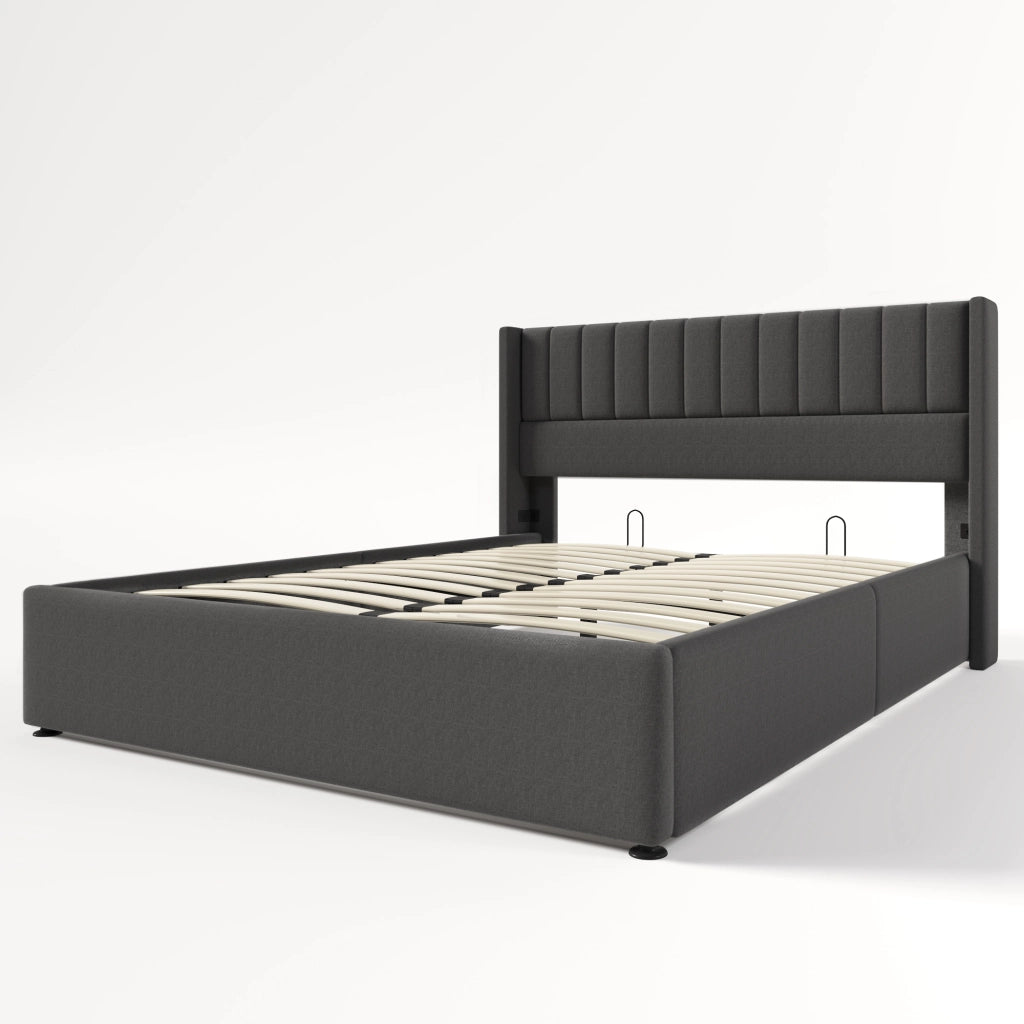 letto imbottito lino grigio 140x200 cm