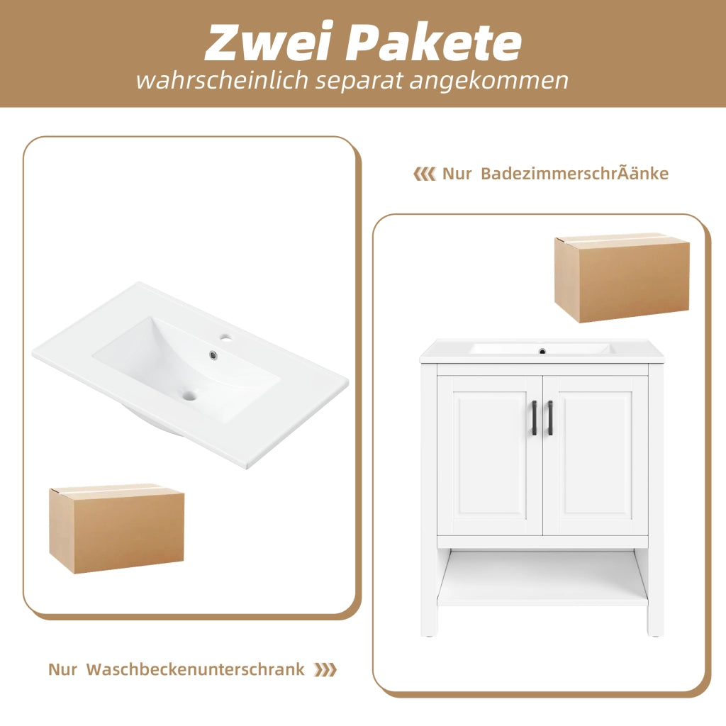 MOBILE BAGNO con lavabo integrato 76,5x47x83 cm MDF e ceramica bianco