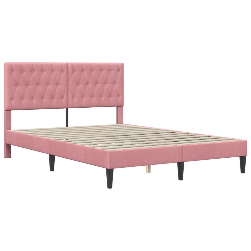 Struttura letto con materasso Rosa 140 x 200 cm Velluto 3415057