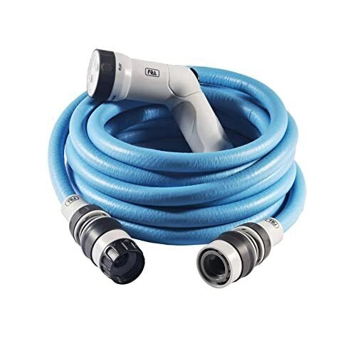 FITT 1006823 IKON Tubo Acqua da Giardino Estensibile 25 m con Pistola Multigetto e Raccordi a Scatto colore Azzurro