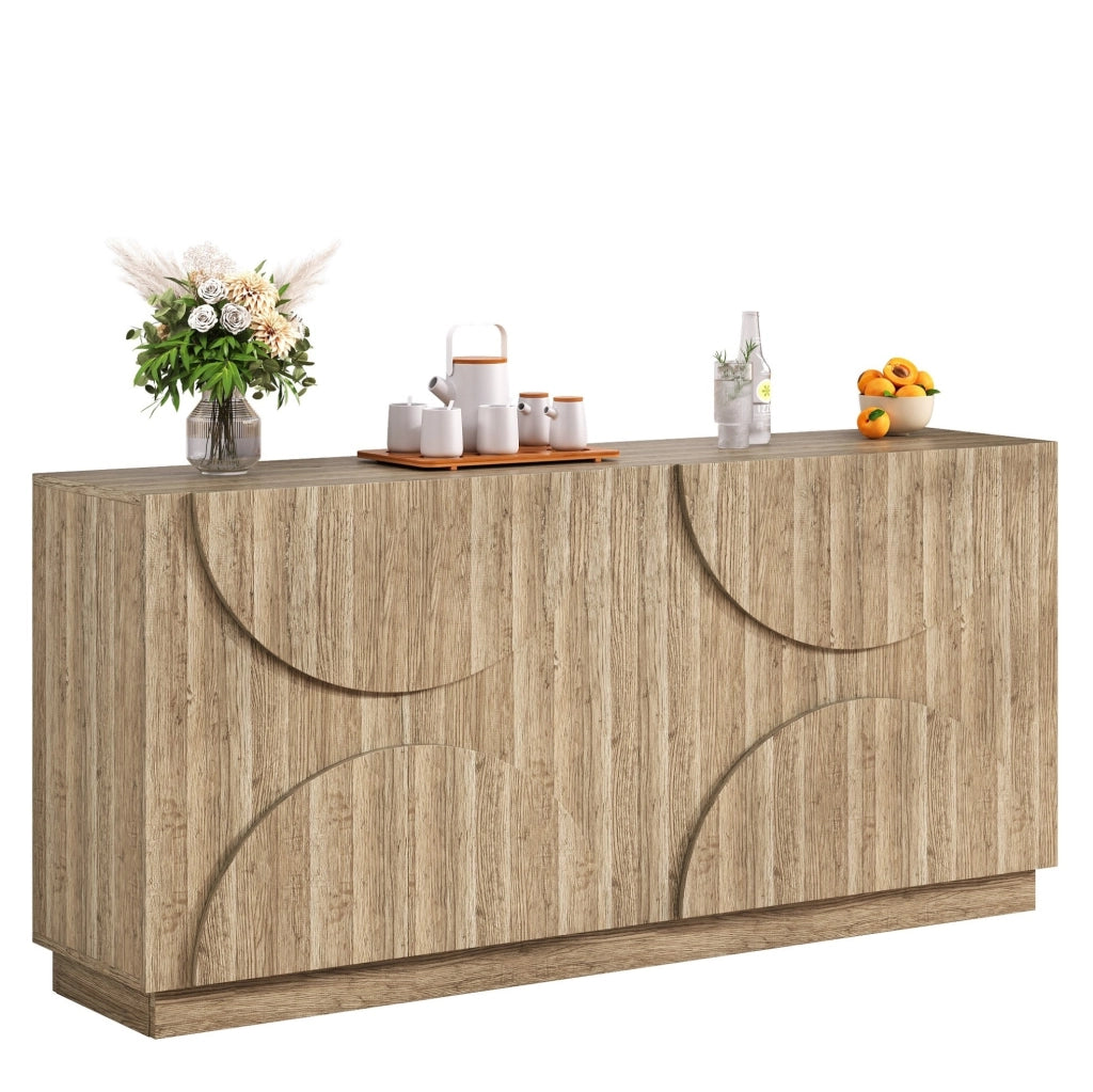 Madia 160x40x80 cm con ante e ripiani regolabili in pannello truciolare naturale