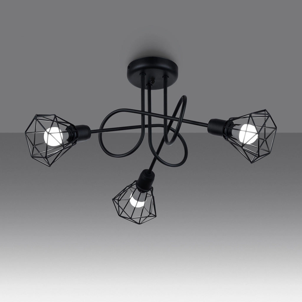 Lampada da parete Artemis Powder Blue 3x E14 LED Max 10W Acciaio nero moderno