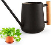 Gioccatore di acqua per piante in acciaio inossidabile 1 litro per piante da interni - piccole piante da appartamento - lunga estensione - annaffiatura per fiori - giardino - piante grasse - nero