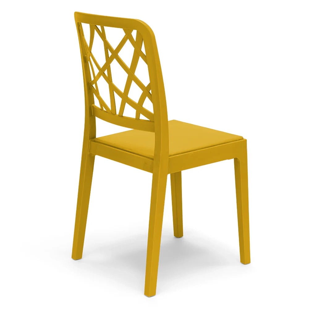 Set 6 sedie in polipropilene PENELOPE, 100% MADE IN ITALY, impilabile, resistente ai raggi UV, design moderno, ideale per sala da pranzo, cucina, sala d’attesa, bar, ristoranti o giardino, colore Senape