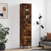 Credenza-Buffet-Armadio da cucina Rovere Fumo 34,5x34x180 cm in Legno Multistrato 421646
