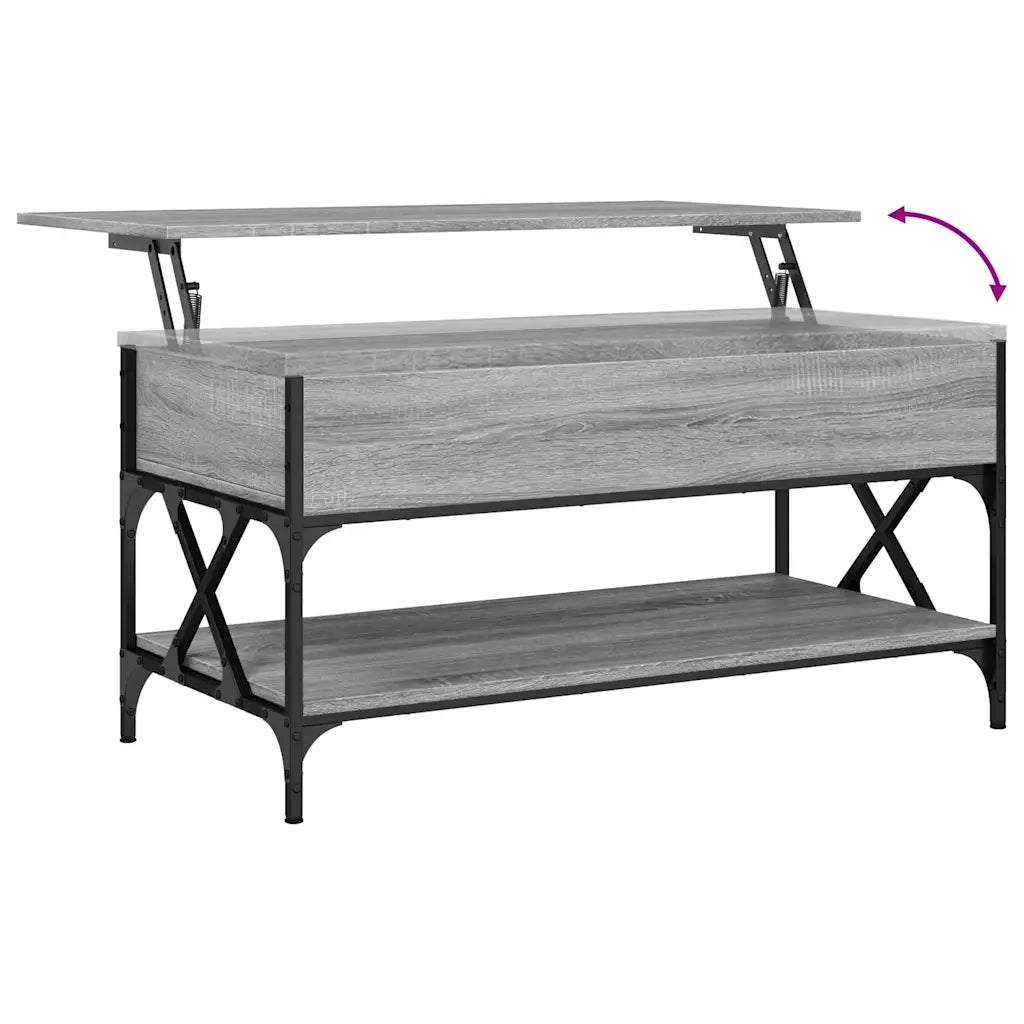 Tavolino Salotto Grigio Sonoma 100x50x50 cm Multistrato Metallo 845359