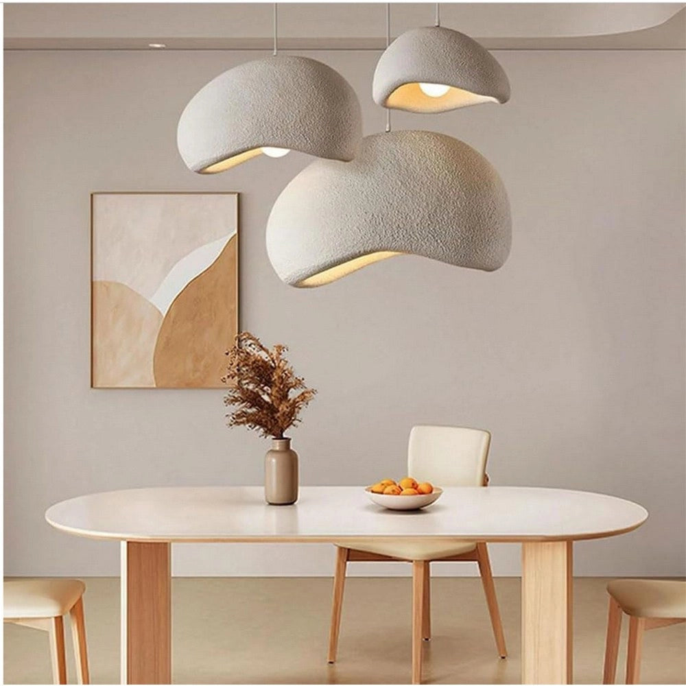 Trade Shop - Lampadario A Sospensione Soffitto Effetto Pietra Bianco ø40/50/60cm Attacco E27 Ip20 B16-b -    -60 Cm   -