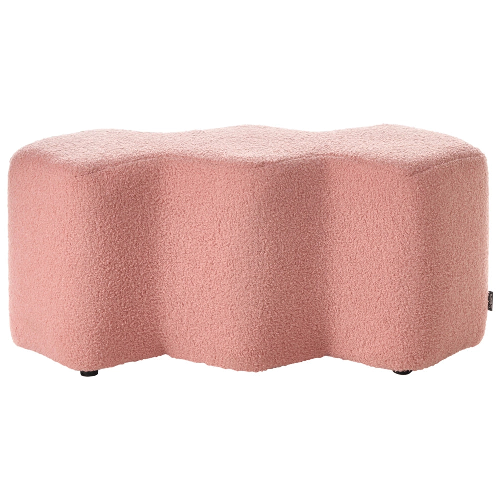Pouf imbottito in tessuto per camera da letto e soggiorno 86 x 30 forma irregolare bouclè rosa stile scandinavo