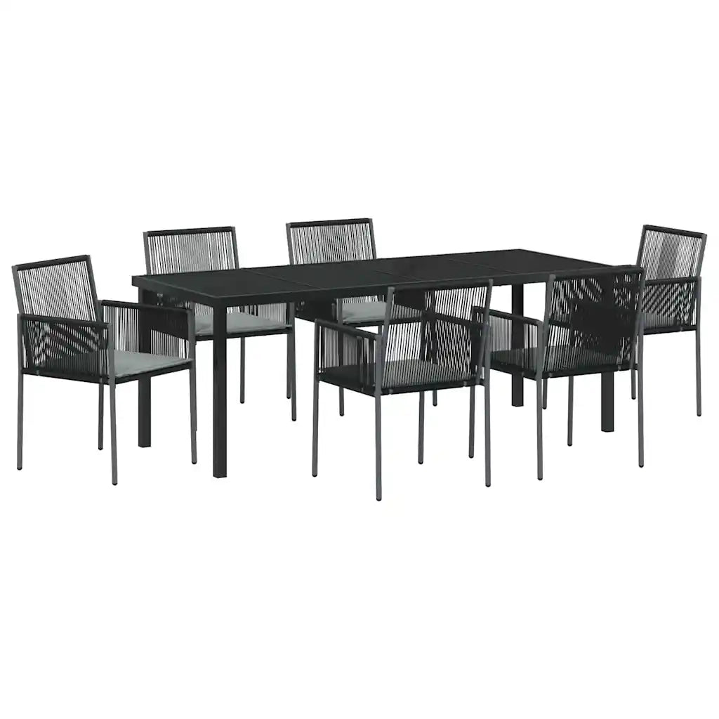 Set da Pranzo per Giardino 7 pcs Nero Rattan in PE 3379112