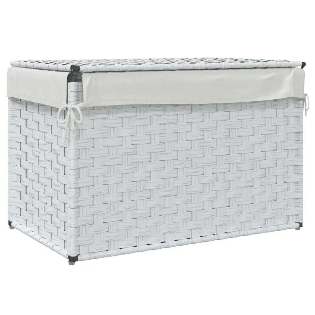 Cesto Portabiancheria Coperchio Bianco 55,5x35x34 cm Polyrattan CFW4981984