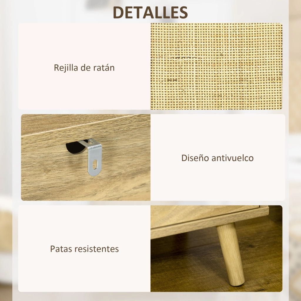 Comodino con Porta a Griglia ¨C Minimal ¨C Legno Naturale 39x35x60 cm