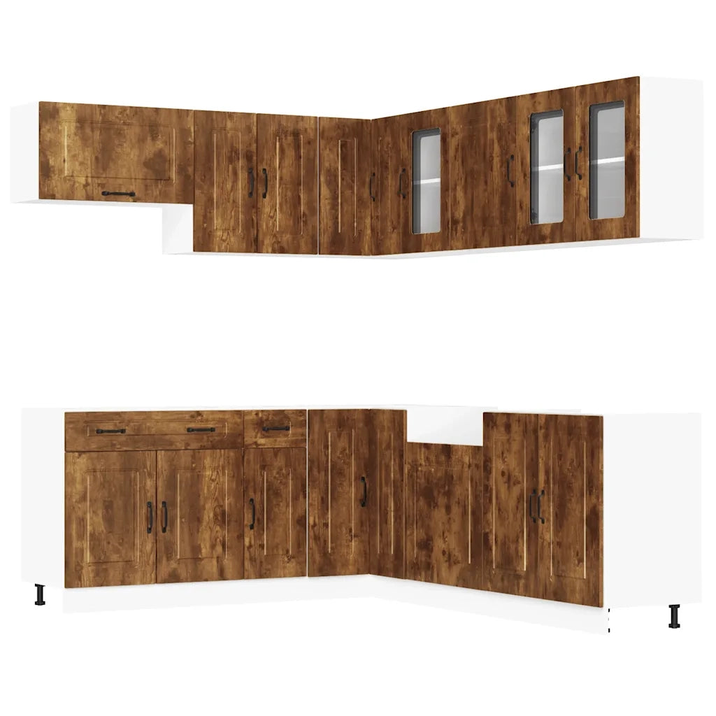Set Mobili da Cucina 11 pz Kalmar Rovere Fumo Legno Multistrato 3314916