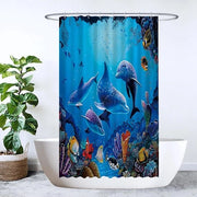 Douchegordino Mare Acquario Corallo 120x200 cm - Antimuffa - 8 anelli - Douchegordino blu 120x200