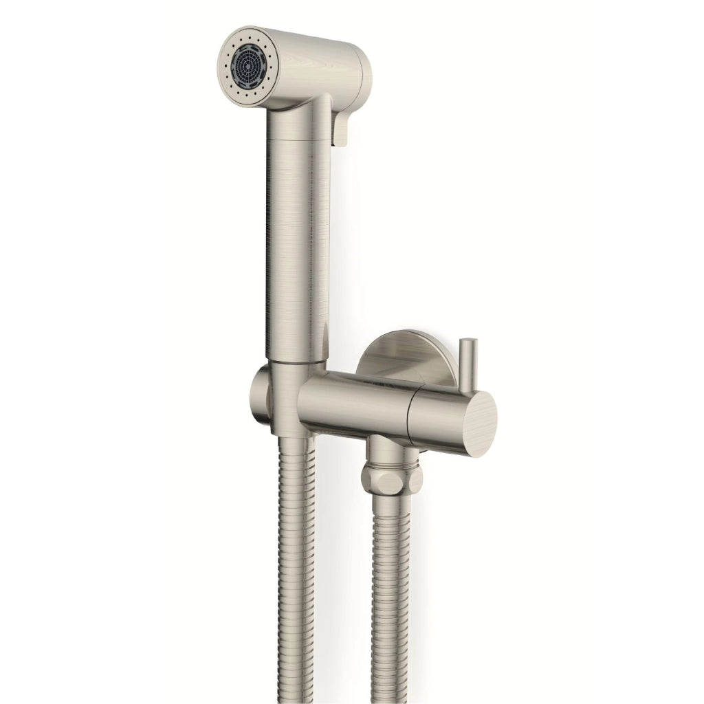 Idroscopino wc doccetta ottone portatile shutoff monogetto con leva ogomondo kit *** finitura- nickel spazzolato tond...