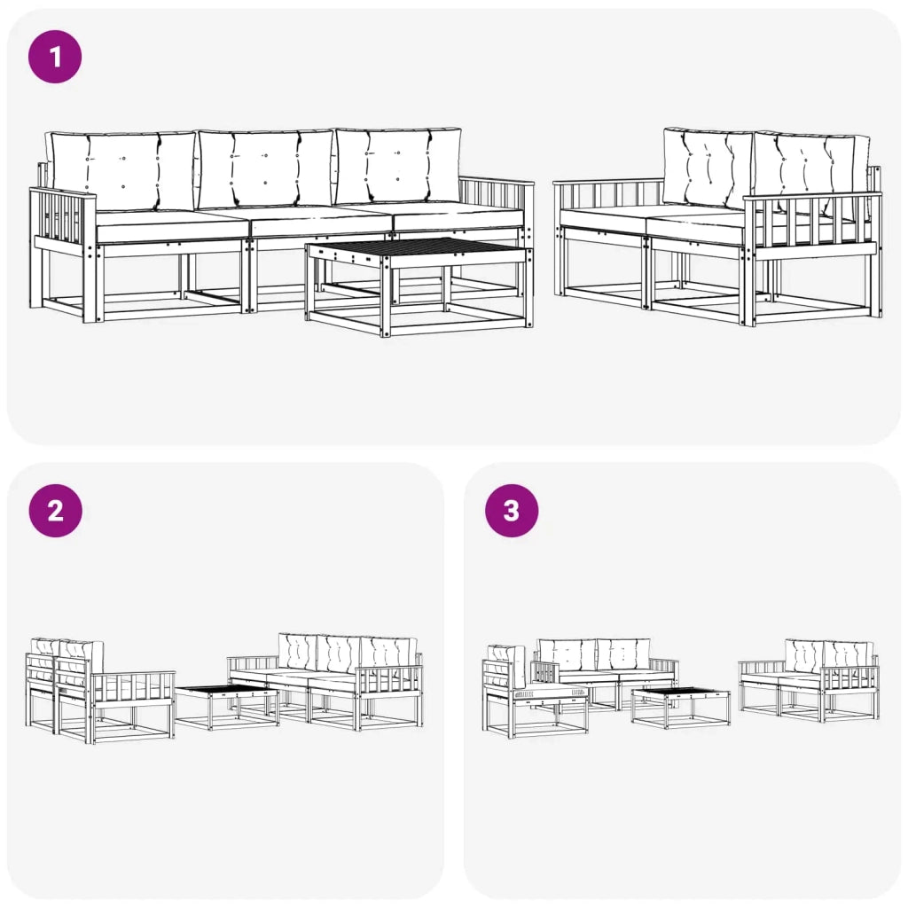 Set di divani da esterno 6 pz Bianco e Crema 3386054