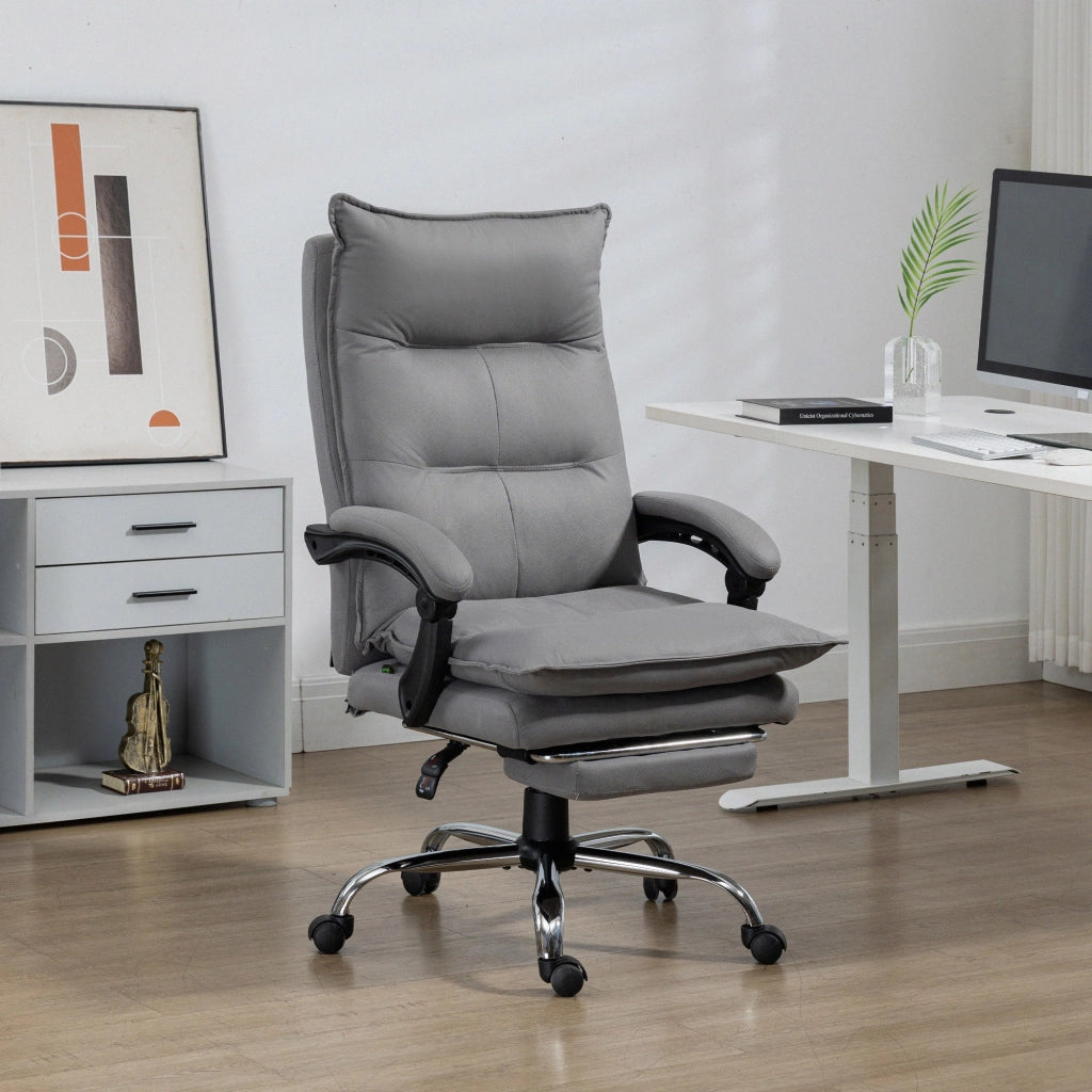 Sedia da ufficio con massaggio e riscaldamento ¨C zephmum ¨C grigio con telecomando e poggiapiedi