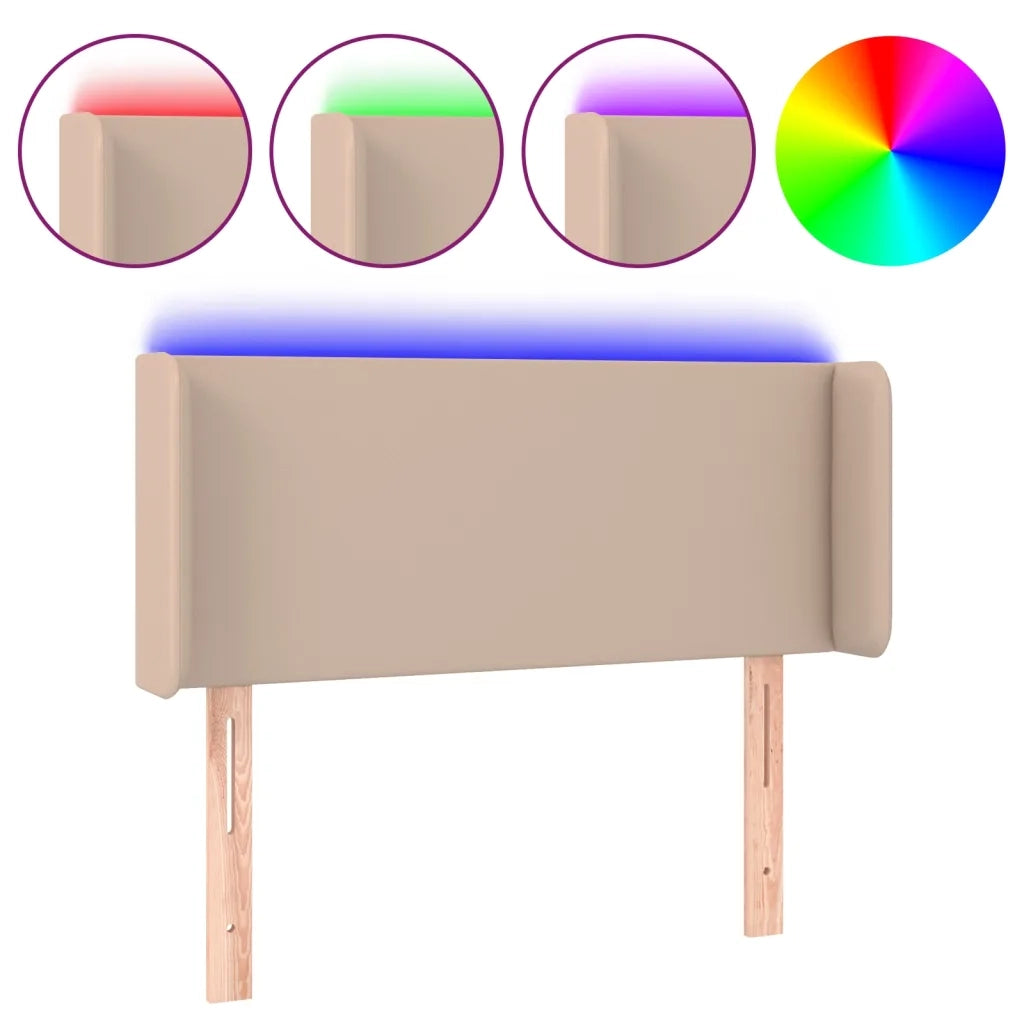 Testiera | Testata Cappuccino a LED 103x16x78/88 cm in Similpelle