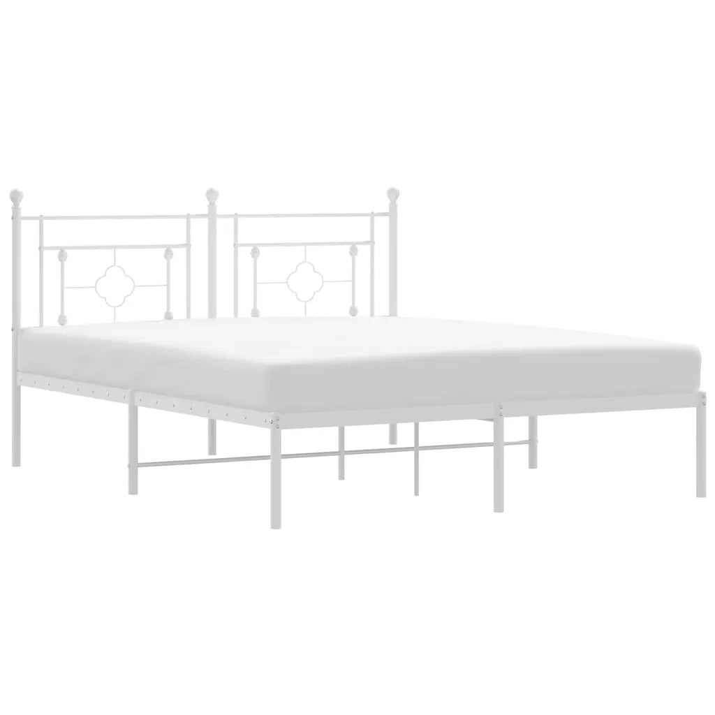 Giroletto con Testiera Metallo Bianco 150x200 cm 374390