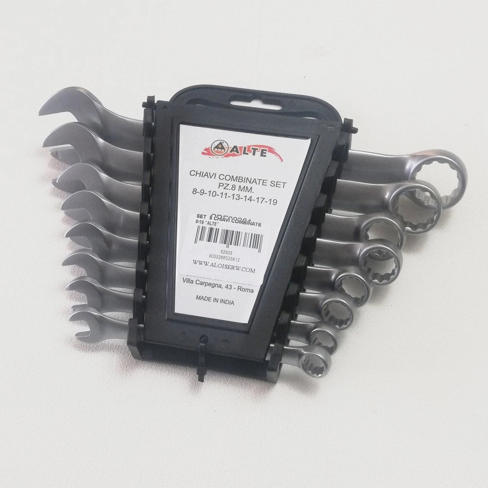 Set di 8 chiavi combinate da 8 a 19mm materiale cromo vanadio