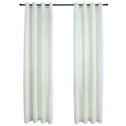 Tende Oscuranti | Tende Blackout con Anelli 2 pz Crema in Velluto 140x245 cm