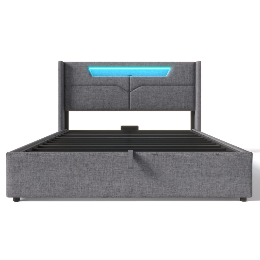 letto imbottito lino grigio 140 x 200 cm