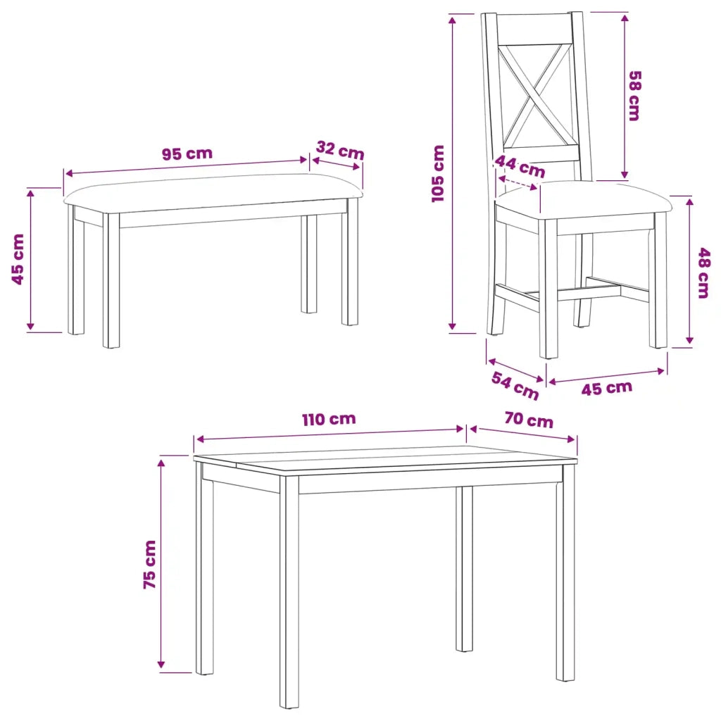 Set da pranzo 5 pz Beige Legno di Quercia Massello 3430291