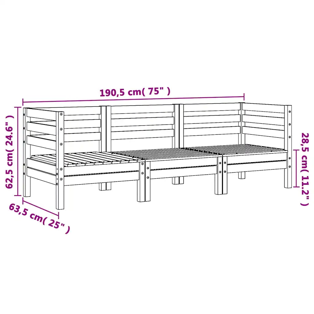 Divano da esterno-Divano da Giardino a 3 Posti Marrone Cera Legno Massello Pino 573421