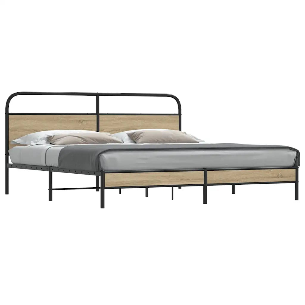 Giroletto senza Materasso in Metallo-Struttura Letto Rovere Fumo 200x200 cm 127336