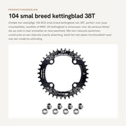 Foglio di cambio per mountain bike 38T - 104 BCD - Lega di alluminio - Facile da installare - Nero, leggero - Foglio di cambio per bicicletta