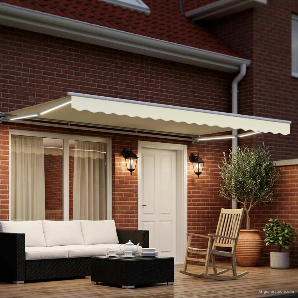 Cornice per Tenda Manuale con LED Crema e Bianco 4,5 × 3 m 3420649