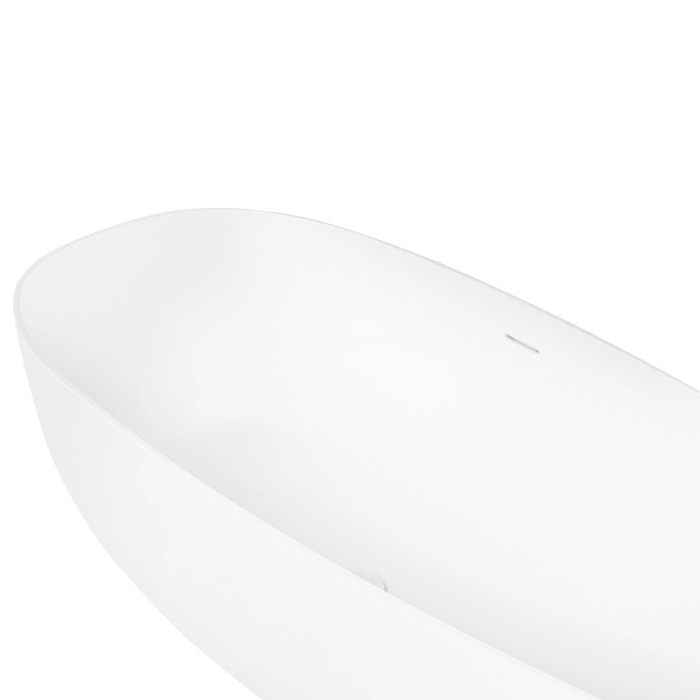 Vasca da bagno freestanding in solid surface, bianca, ovale, con bordo sottile, 170 cm