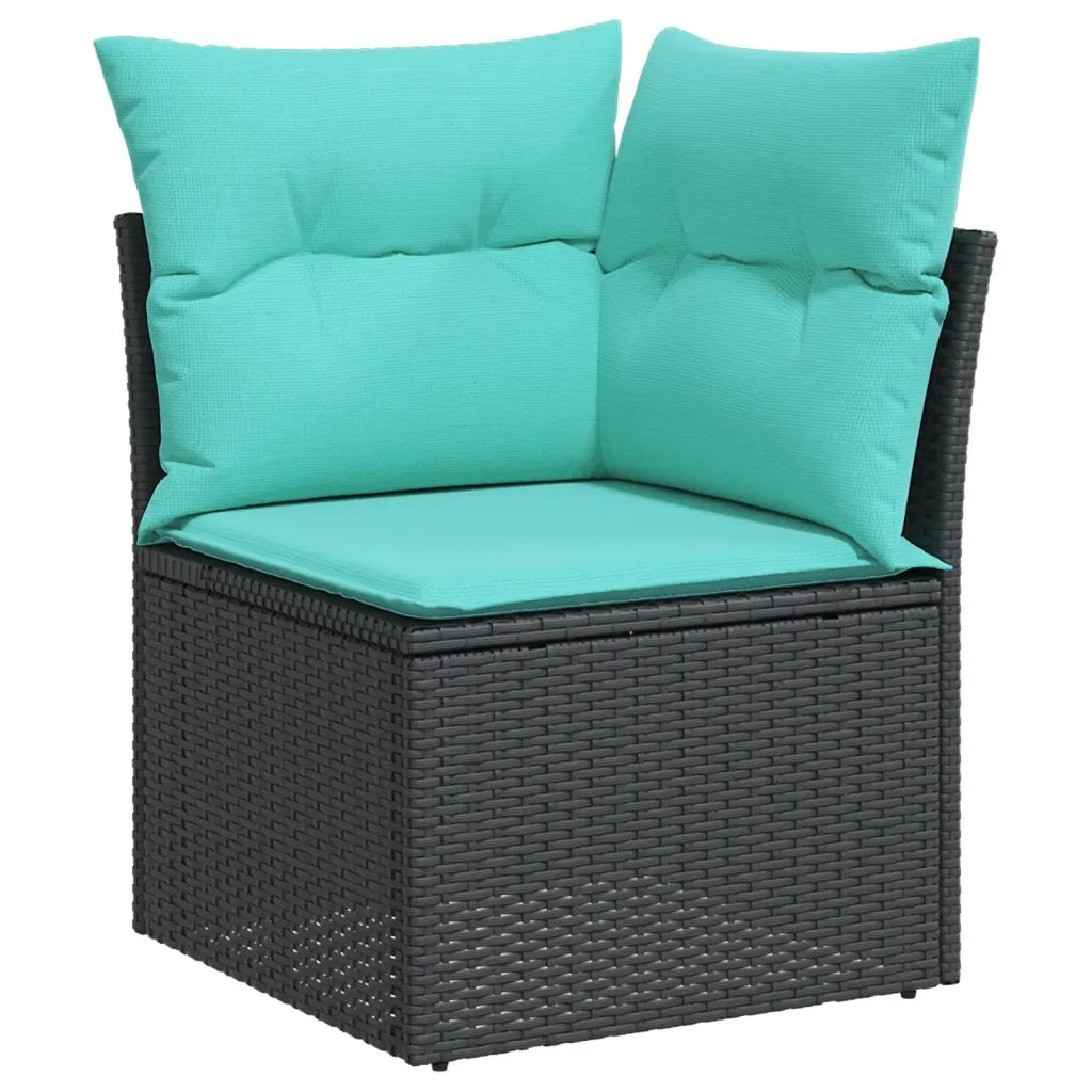 Set Divano da Giardino 6 pz con Cuscini Nero in Polyrattan 3227016