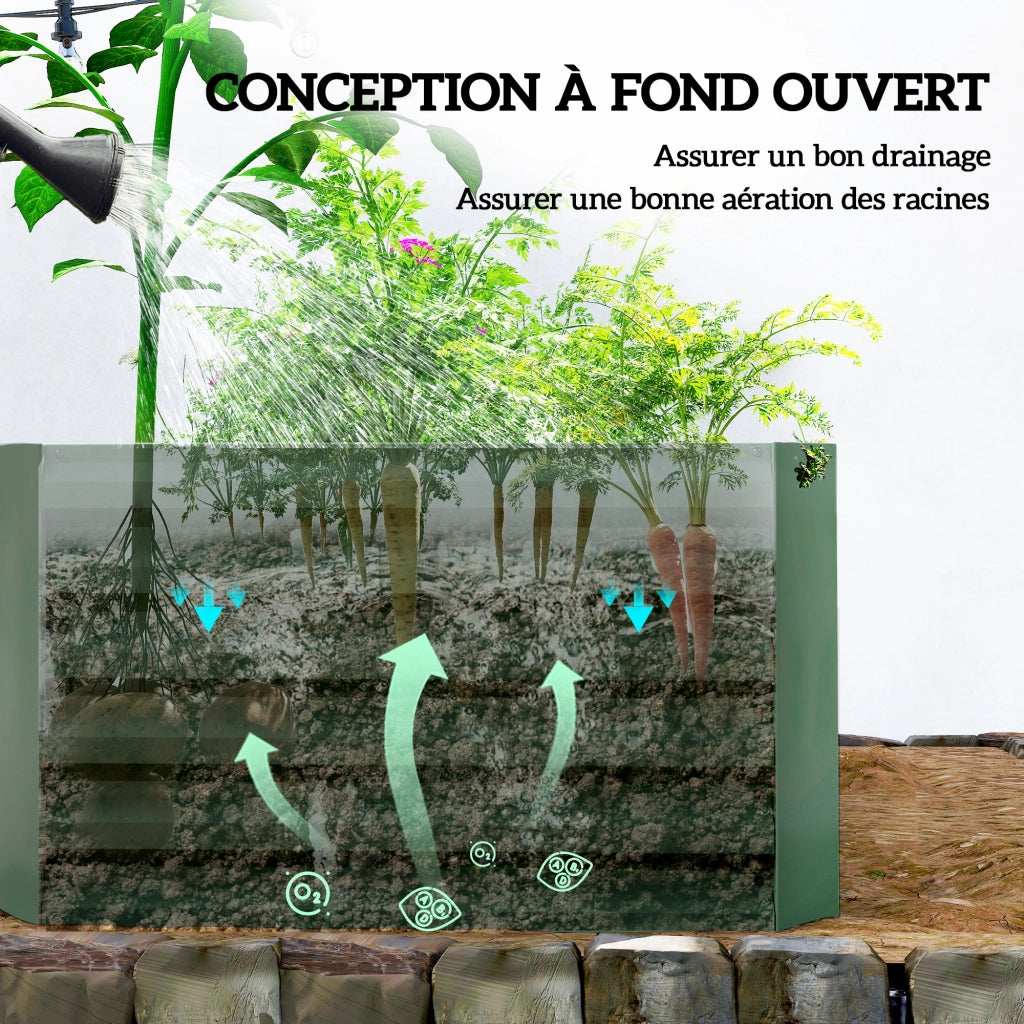 Fioriera rialzata in acciaio galvanizzato ¨C Xylo ¨C 180x90x57,5 cm verde chiaro