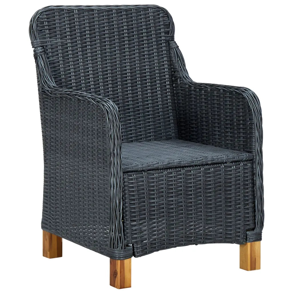 Set da Pranzo da Giardino 9pz e Cuscini Polyrattan Grigio Scuro 3060168