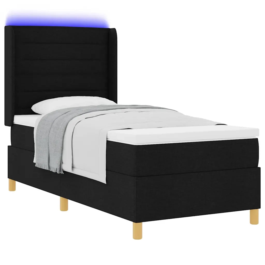 Letto a molle con materasso Nero 80 x 200 cm Tessuto