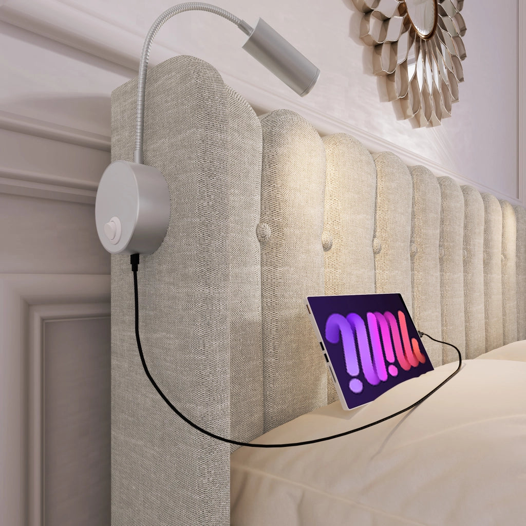 letto imbottito lino beige 140 x 200 cm