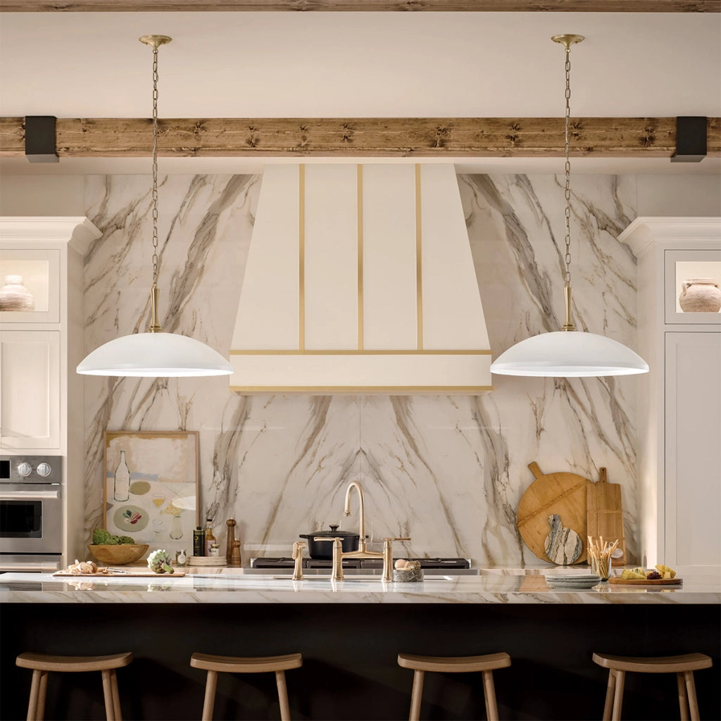 Lampada a sospensione minimal oro, paralume bianco E27