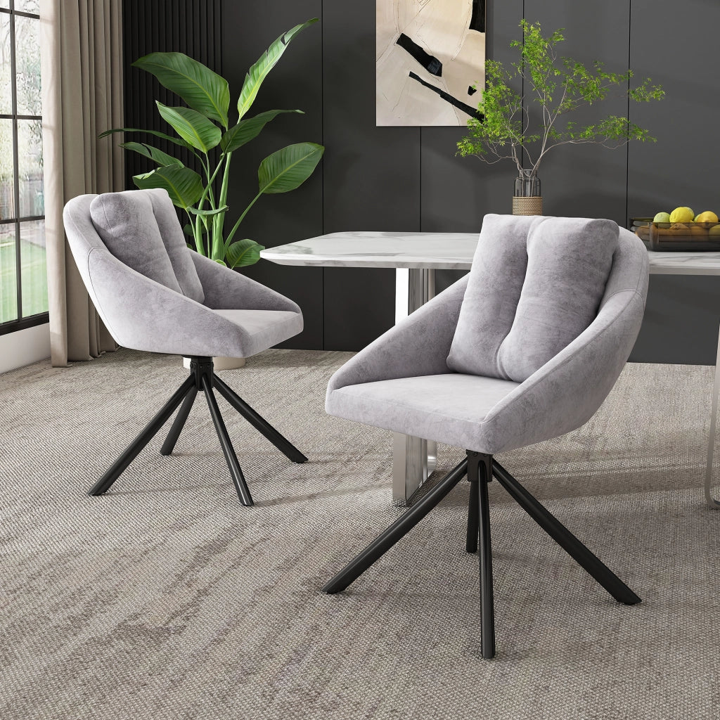 SEDIA Girevole 360° in Velluto Grigio Set da 2 pezzi