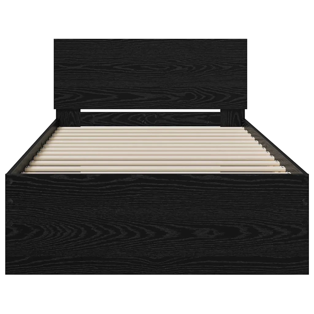Letto singolo | Letto per adulti | Struttura del letto Rovere Nero 90 x 200 cm Legno multistrato
