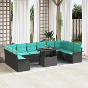Set Divano da Giardino con cuscino 11 pcs Nero Poly Rattan 3348362