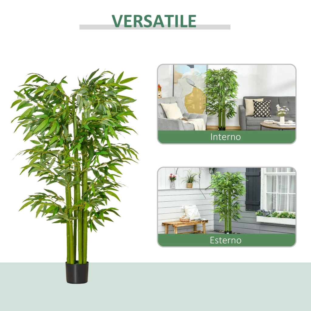 Pianta Artificiale di Bambù H160 cm con Vaso Verde